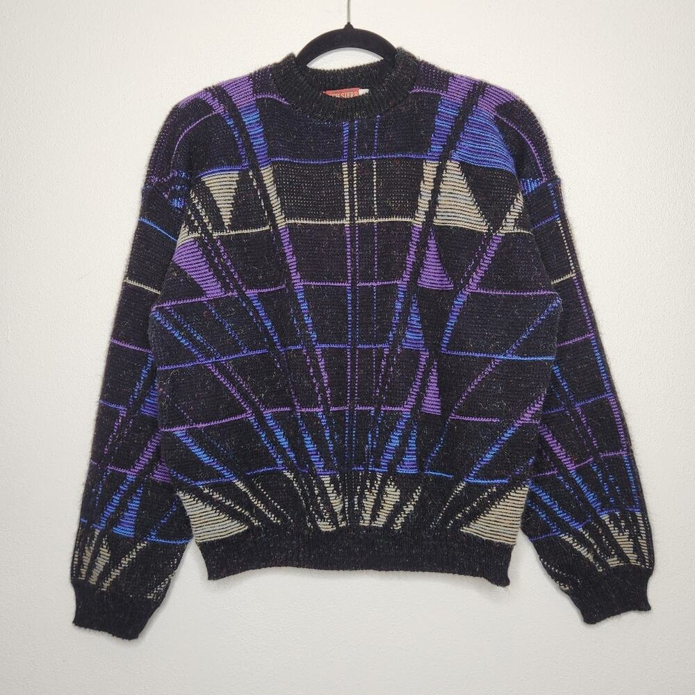 Vintage Youth Crewneck Knit Sweater High Sierra XL Abstract Art Grandpa